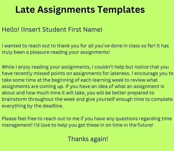 Late Assignment Template
